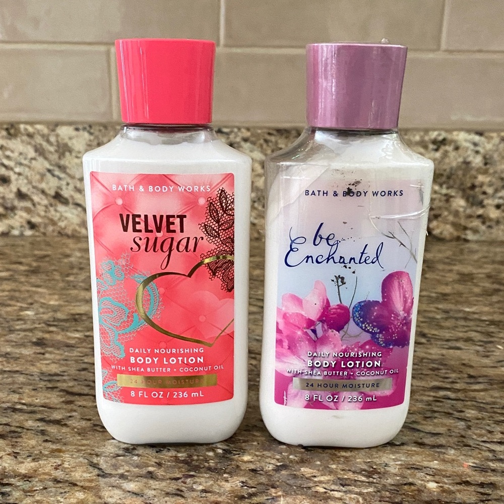Bath & Body Works Velvet Sugar & Be Enchanted Lotion Duo